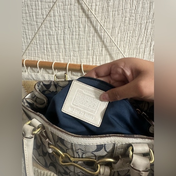 Coach Denim and White Monogram Shoulder Bag EUC - Picture 2 of 4